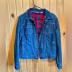 L.L. Bean Blue Denim Jacket with Red Plaid Lining